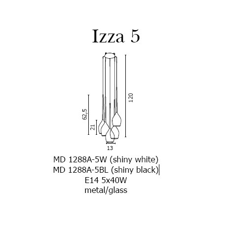 IZZA 5 ZWIS NOWOCZESNY AZZARDO MD1288-5W