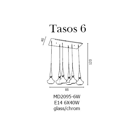 TASOS 6 LAMPA WISZĄCA AZZARDO MD2095A-6W