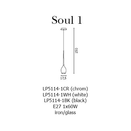 SOUL 1 LAMPA WISZĄCA AZZARDO LP5114-1CR