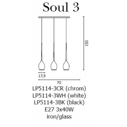 SOUL 3 LAMPA WISZĄCA AZZARDO LP5114-3BK