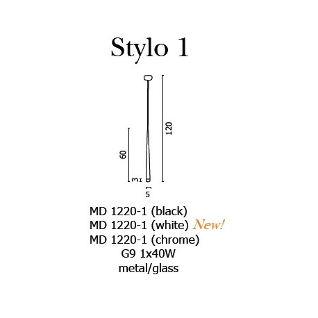 STYLO 1 WHITE LAMPA WISZĄCA AZZARDO MD1220-1