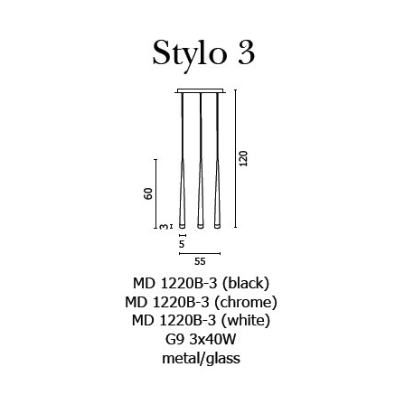 STYLO 3 WHITE LAMPA WISZĄCA AZZARDO MD1220B-3