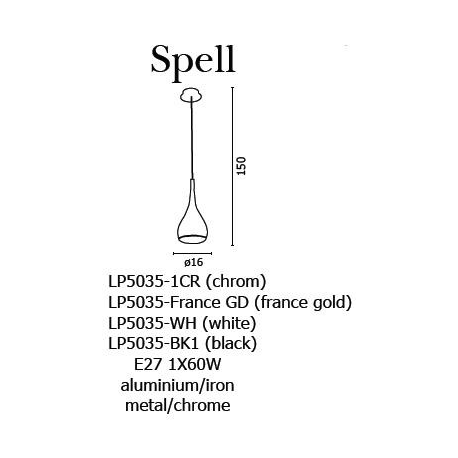 SPELL CHROME LAMPA WISZĄCA AZZARDO LP5035-1CR