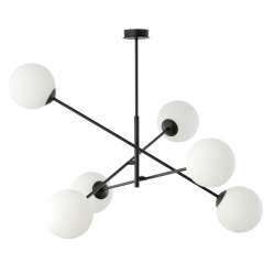1169/6 - Lampa wisząca LINEAR 6 BLACK/OPAL - EMIBIG