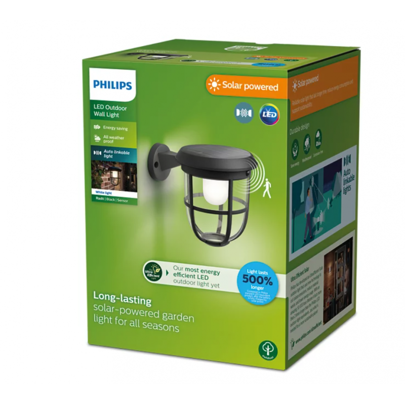 8720169267176 LAMPA OGRODOWA KINKIET SOLARNY RADII 1,3 W PHILIPS