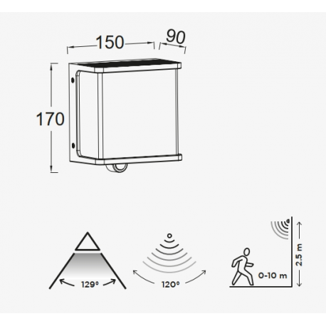 6943701125  DOBLO SOLAR - CZUJNIK RUCHU LAMPA OGRODOWA LUTEC
