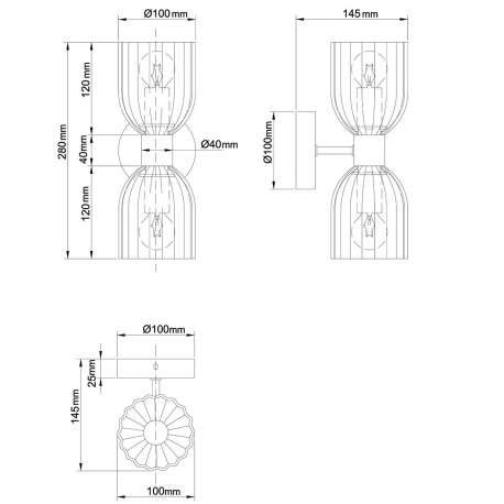 LP-939/2W white Podwójny kinkiet Piega bursztynowy 2xE14 Light Prestige