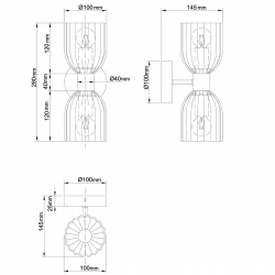 LP-939/2W amber Podwójny kinkiet Piega bursztynowy 2xE14 Light Prestige