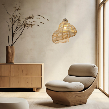 LP-1806/1P 40cm Rattanowa lampa wisząca Shella 40 cm jasne drewno 1xE27 Light Prestige