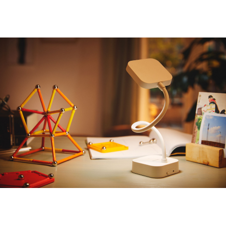 8719514443815 Lampka Biurkowa LED 5W 90lm 5000K USB Biała Rock Philips