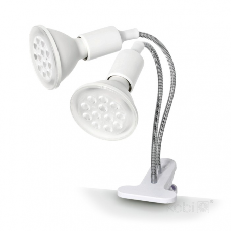 5907178003190 Lampka biurkowa PLANTY CLIP W DUO 2xE27 biała Kobi Design GROW