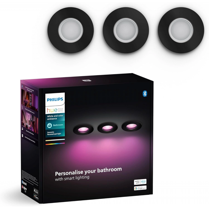 8720169320895  3X Reflektor łazienkowy wpuszczany Xamento IP44 PHILIPS HUE