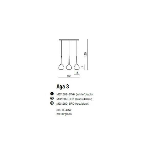 AGA 3 MD1289 3BK BLACK/BLACK LAMPA WISZĄCA AZZARDO