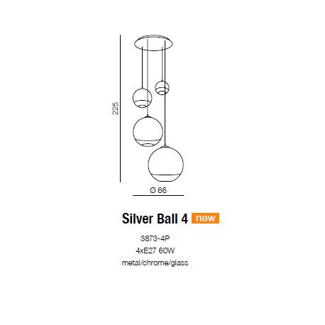 SILVER BALL 4 3873-4P LAMPA WISZĄCA AZZARDO