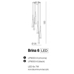 BRINA 6 LED LP9003-6 CHROM LAMPA WISZĄCA AZZARDO