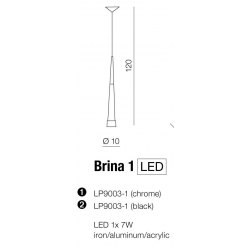 BRINA 1 LED LP9003-1 CHROM LAMPA WISZĄCA AZZARDO