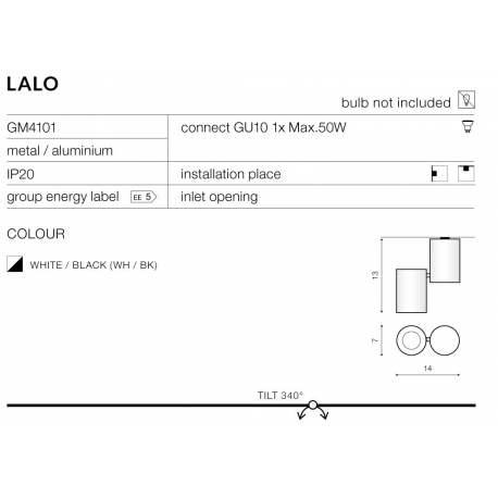 LALO GM4101 LAMPA NATYNKOWA AZZARDO BIAŁA/CZARNA