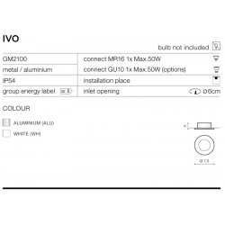 IVO GM2100 LAMPA OCZKO WPUSZCZANE AZZARDO WH DOWNLIGHTS