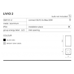 LIVIO 2 GM1101-2 KINKIET ZEWNĘTRZNY AZZARDO BRIGHT GRAY