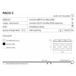 PACO3 GM2301 ALU LAMPA OCZKO WPUSZCZANE AZZARDO ALU