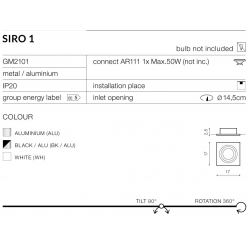 SIRO 1 GM2101 WH LAMPA WPUSZCZANA AZZARDO WHITE