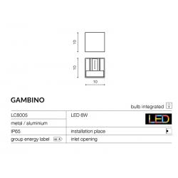 GAMBINO ALU LC8005 LAMPA KINKIET LED AZZARDO ALU