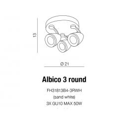 ALBICO 3 WHITE ROUND PLAFON AZZARDO FH31813B4-3R