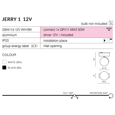 JERRY 1 White 12V GM4113-12V WH REFLEKTOR AZZARDO