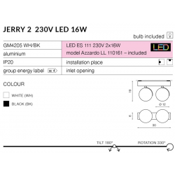 JERRY 2 230V LED GM4205 BK BLACK REFLEKTOR AZZARDO