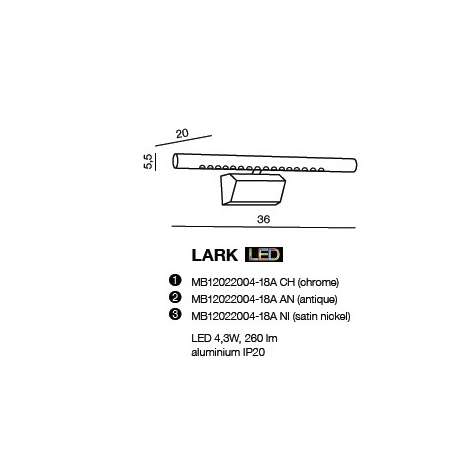 LARK KINKIET - GALERYJKA LED MB12022004-18A SATYNA AZZARDO
