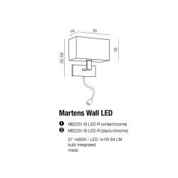 MARTENS KINKIET LED MB2251-B-LED-R CZARNY/CHROM AZZARDO