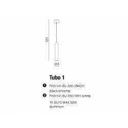 TUBO 1 LAMPA WISZĄCA FH31141-BJ-350-1BKCH CZARNY CHROM AZZARDO