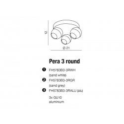 PERA 3 ROUND PLAFON FH5783B3-3RGR GRAFIT AZZARDO