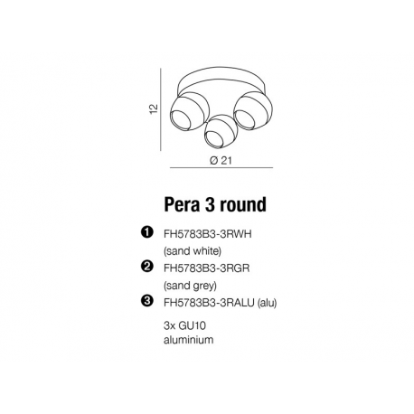 PERA 3 ROUND PLAFON FH5783B3-3RGR GRAFIT AZZARDO