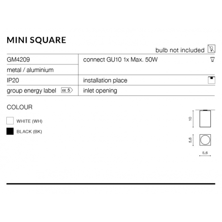 MINI SQUARE LAMPA NATYNKOWA GM4209 CZARNA AZZARDO