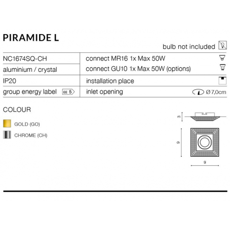 PIRAMIDE L OCZKO WPUSZCZANE NC1674SQ-CHROM AZZARDO