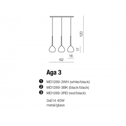 AGA 3 MD1289 3RD RED/BLACK LAMPA WISZĄCA AZZARDO