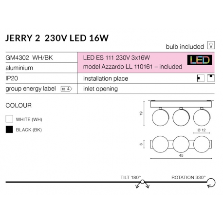JERRY 3 GM4302 WH 230 V LED REFLEKTOR AZZARDO