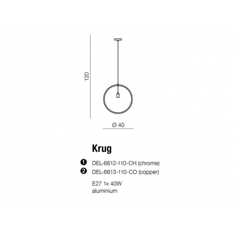 KRUG CHROME DEL-2522-1CH LAMPA WISZĄCA AZZARDO