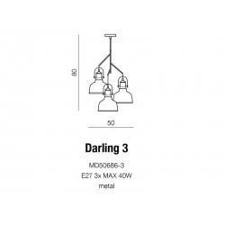 DARLING 3 BLACK MD50686-3 BK LAMPA WISZĄCA AZZARDO AZ2147