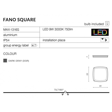 FANO S MAX-1316S LAMPA OGRODOWA AZZARDO OGRÓD LED