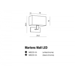 MARTENS KINKIET MB2251-B-E27 BIAŁY/CHROM AZZARDO