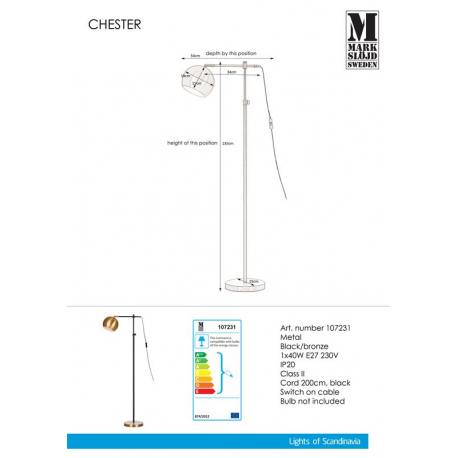 CHESTER 107231 lampa podłogowa nowoczesna MARKSLOJD