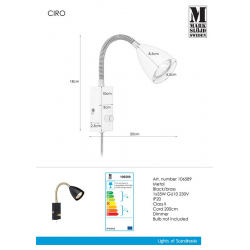 CIRO 106589 KINKIET CZARNY FLEX MARKSLOJD