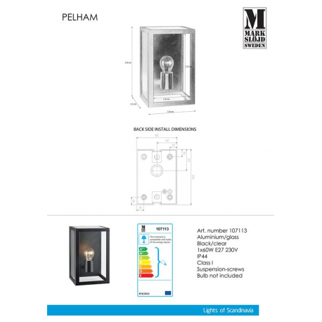 PELHAM 107113 LAMPA kinkiet ogrodowy MARKSLOJD