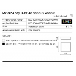MONZA S 40 PLAFON CZARNY NATYNKOWY AZZARDO LED 4000K AZ2274