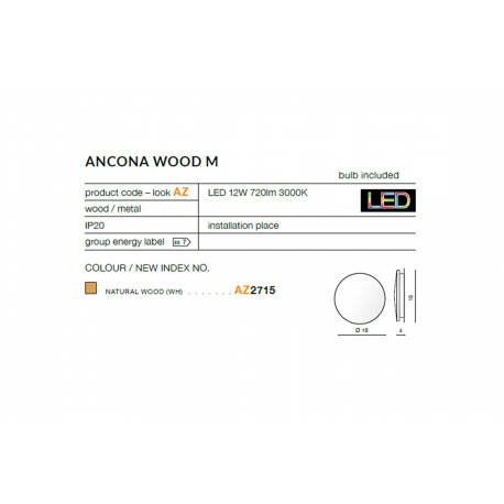 ANCONA WOOD M AZ2715 KINKIET LEDOWY AZZARDO
