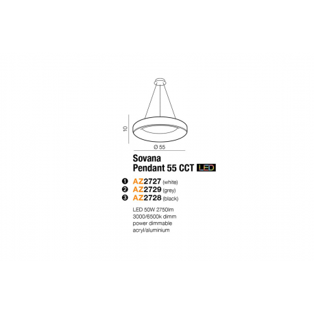 SOVANA PENDANT 55 CCT AZ2729 LAMPA WISZĄCA LED AZZARDO