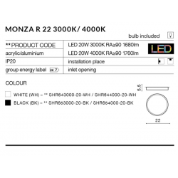 MONZA R 22 WH 4000K AZ2260 PLAFON BIAŁY NATYNKOWY AZZARDO LED