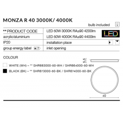 MONZA R 40 BK 3000K AZ2267 PLAFON NATYNKOWY AZZARDO LED